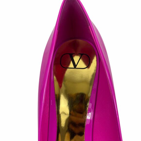 Valentino Garavani One Stud Patent Leather Pump Hot Pink Size 41 - Picture 11 of 12